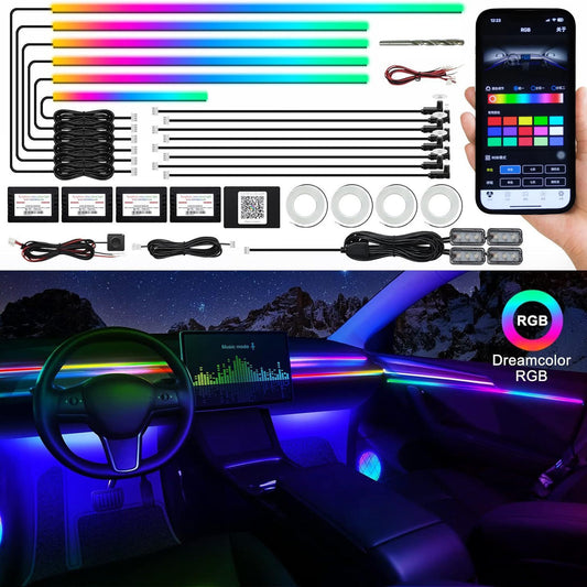 Suitable for 256 color dynamic light and shadow ambient lighting in cars universal car models with added welcome lights