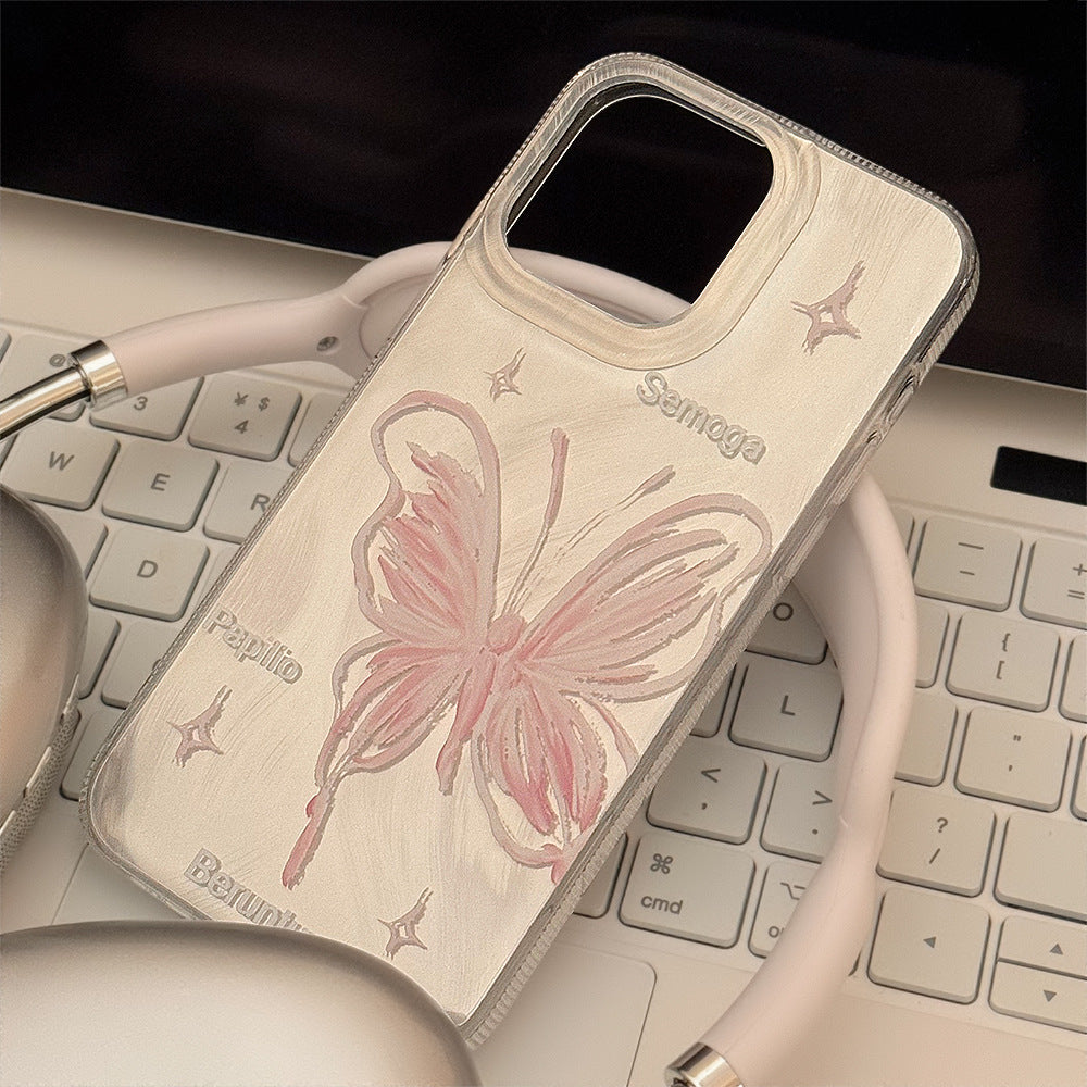 Girl Silver Feather Butterfly Suitable for Apple 15Promax Phone Case iPhone 13 Anti Drop 12 Hard 14 Fairy