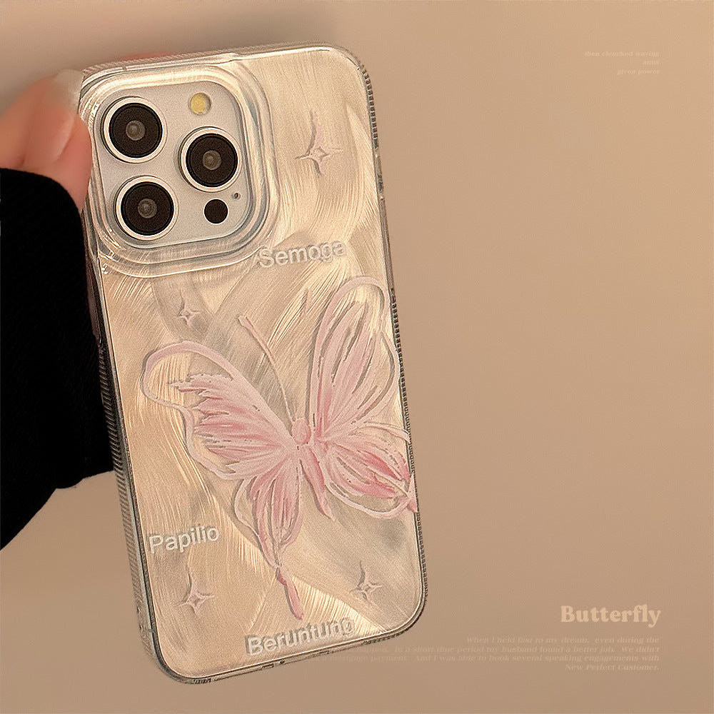 Girl Silver Feather Butterfly Suitable for Apple 15Promax Phone Case iPhone 13 Anti Drop 12 Hard 14 Fairy