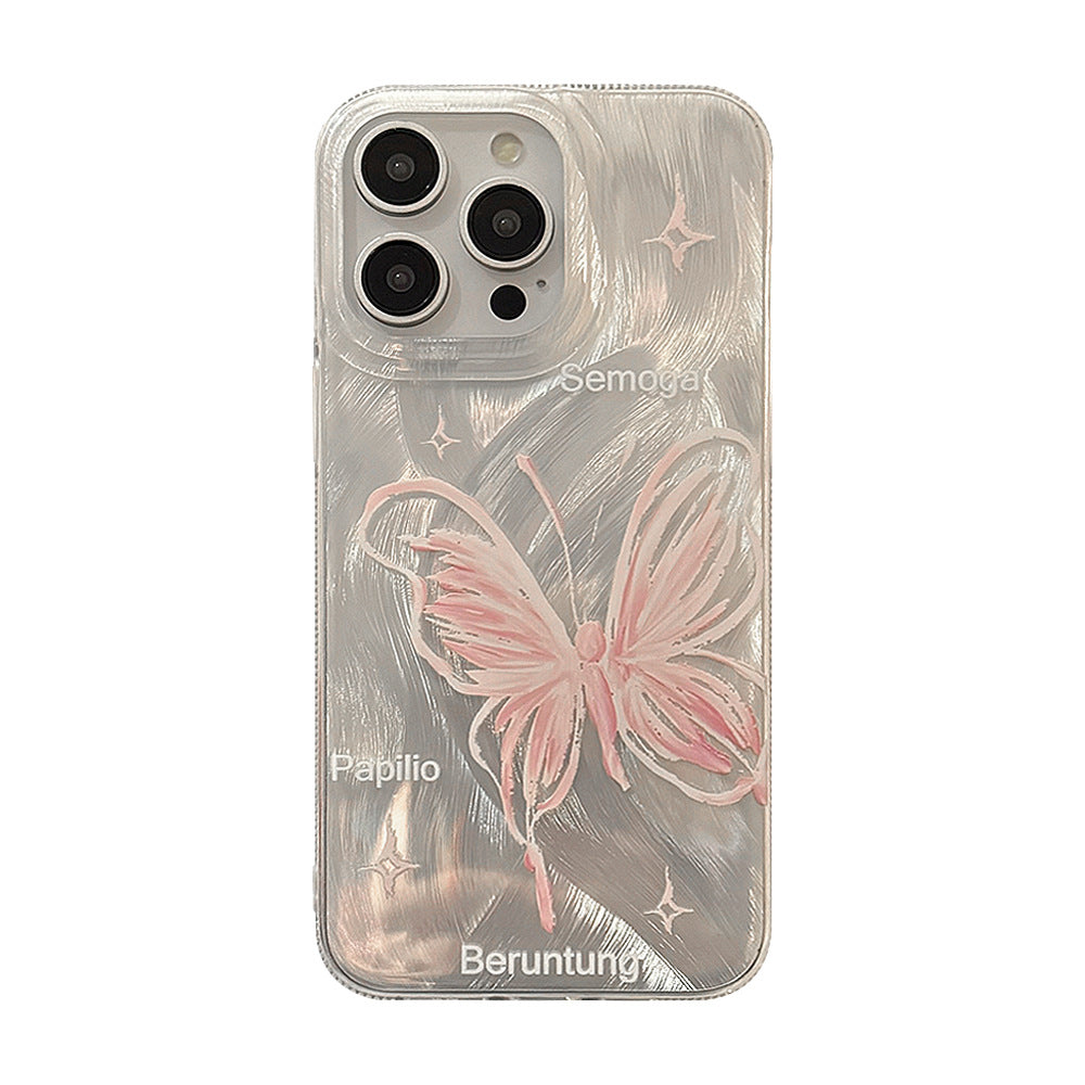 Girl Silver Feather Butterfly Suitable for Apple 15Promax Phone Case iPhone 13 Anti Drop 12 Hard 14 Fairy