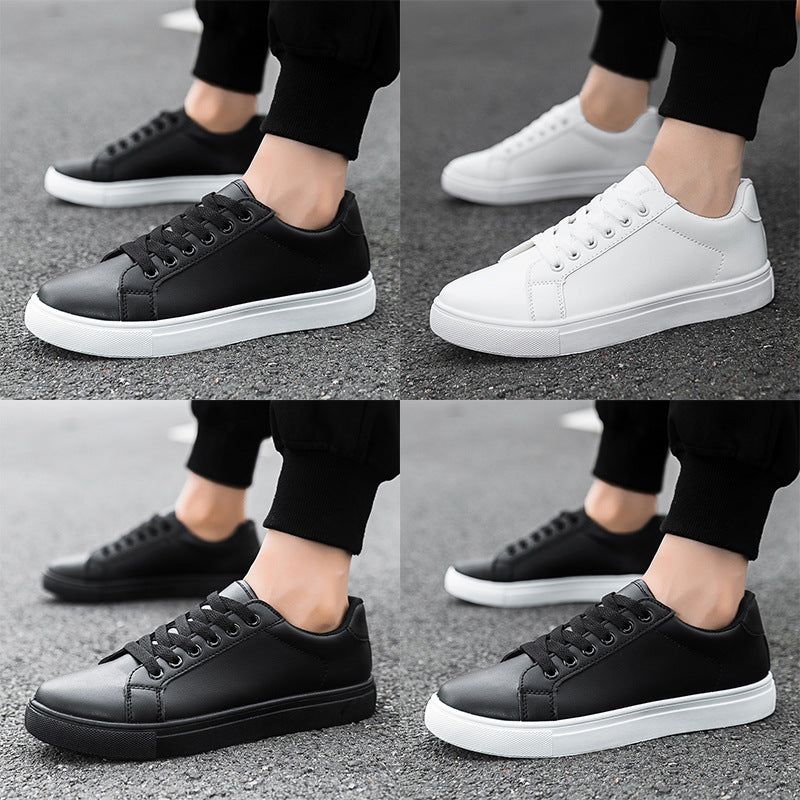 Little white shoes men's Korean version fashionable board shoes trend versatile casual men's plus size soft leather shoes