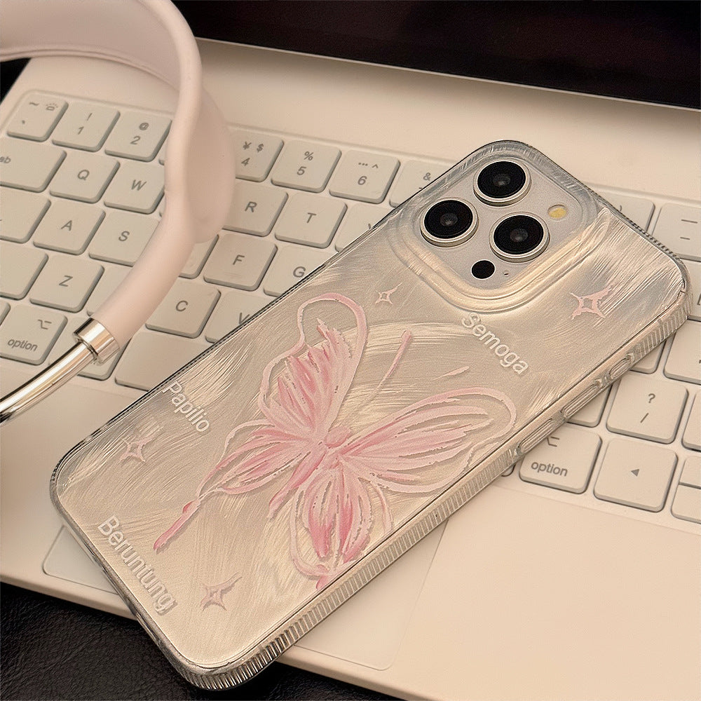 Girl Silver Feather Butterfly Suitable for Apple 15Promax Phone Case iPhone 13 Anti Drop 12 Hard 14 Fairy