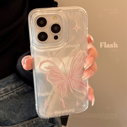 Girl Silver Feather Butterfly Suitable for Apple 15Promax Phone Case iPhone 13 Anti Drop 12 Hard 14 Fairy