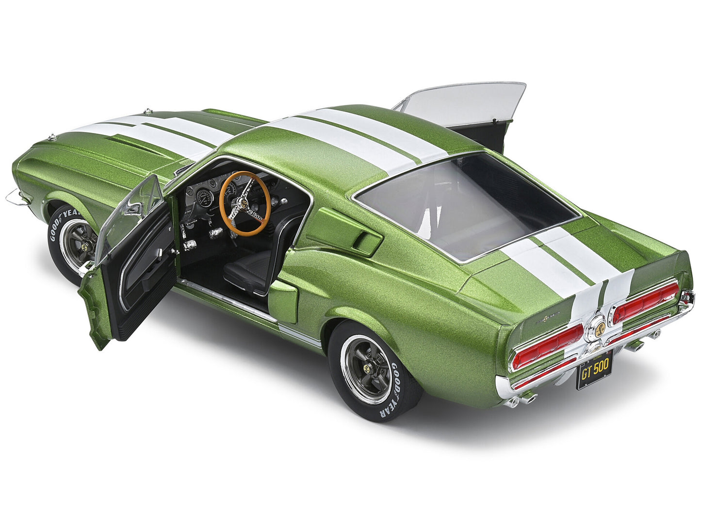 1967 Shelby GT500 Lime Green Metallic with White Stripes 1/18 Diecast Model Car by Solido